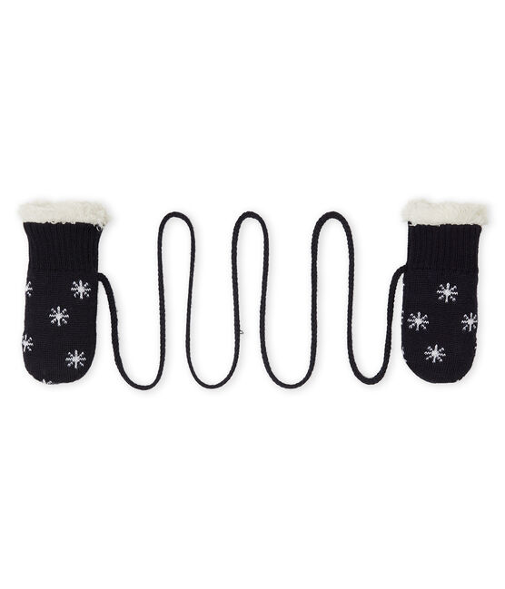 Baby-Fäustlinge für Jungen mit Sherpa-Futter blau SMOKING/weiss MARSHMALLOW
