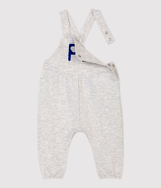Baby-Latzhose aus Molton. grau BELUGA CHINE