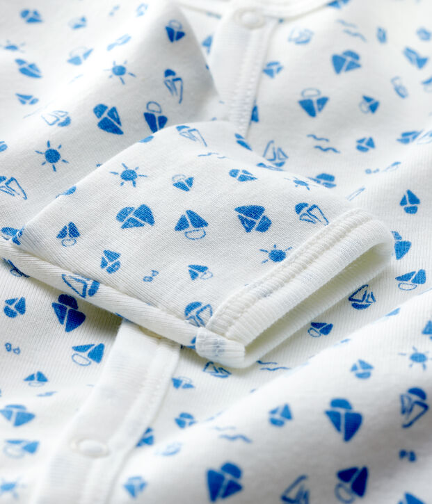 Baby-Kombi-Overall aus Bio-Baumwolle mit Sternen-Motiv weiss/grau