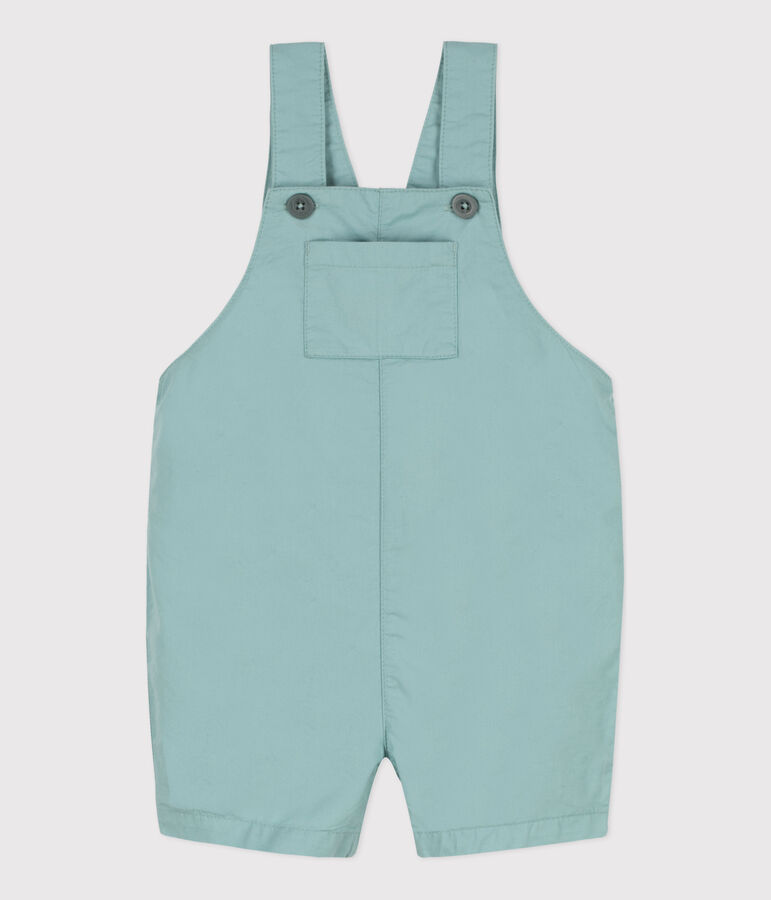 Kurze Baby-Latzhose aus Crisp-Serge gr&uuml;n