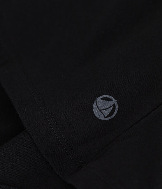 Kurzärmeliges Damen-T-Shirt "Le Droit" mit V-Ausschnitt aus feinem Jersey schwarz BLACK