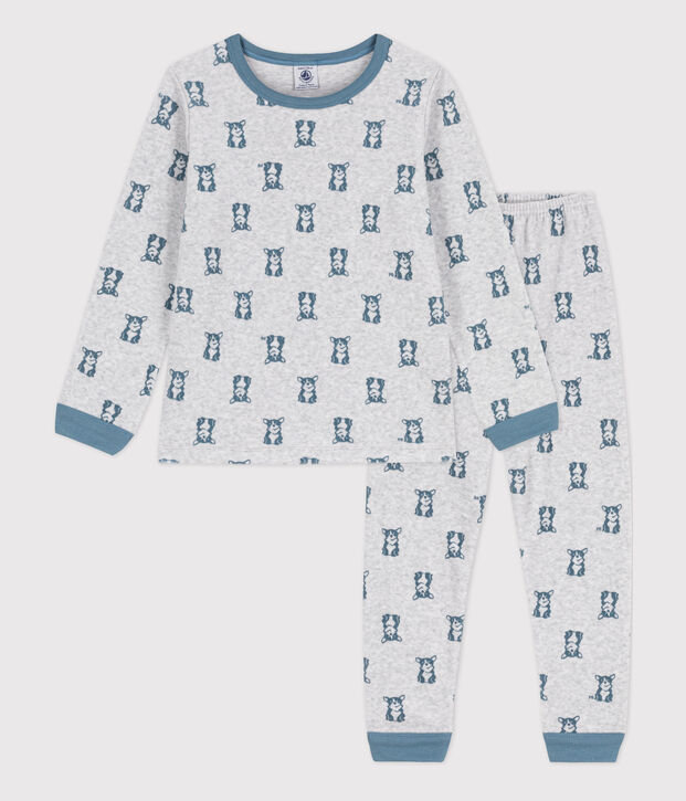 Kinderpyjama aus Nicki grau/blau