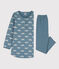 Kinder-Nachthemd und -Leggings aus Molton und Baumwolle mit Vogelmotiv für Mädchen blau ROVER/weiss MARSHMALLOW