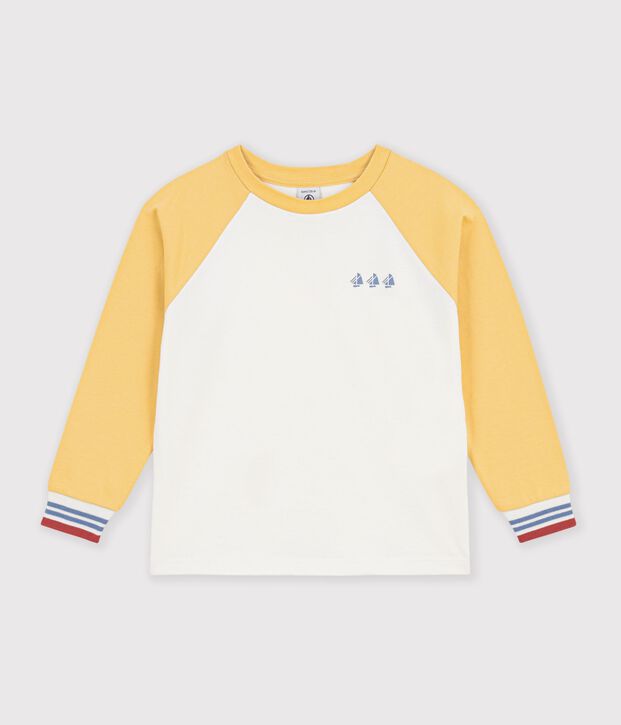 Lang&auml;rmeliges Kinder-T-Shirt aus Baumwolle im Colorblock naturfarben/vielfarbig