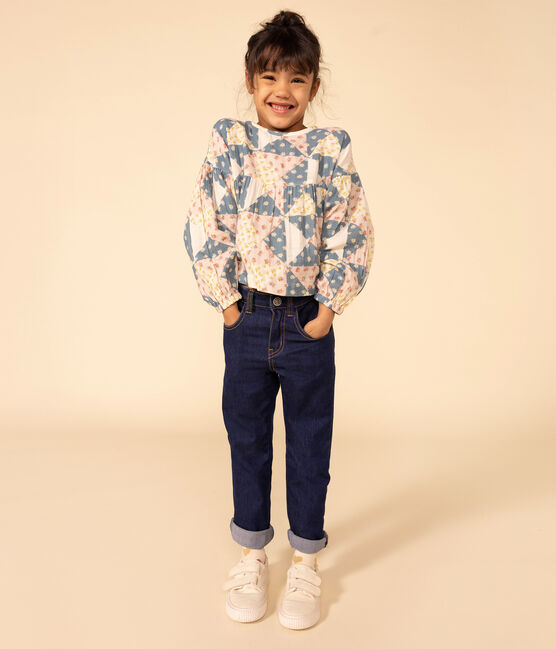 Bluse aus Musselin-Stoff für Kinder/Mädchen rosa SALINE/weiss MULTICO