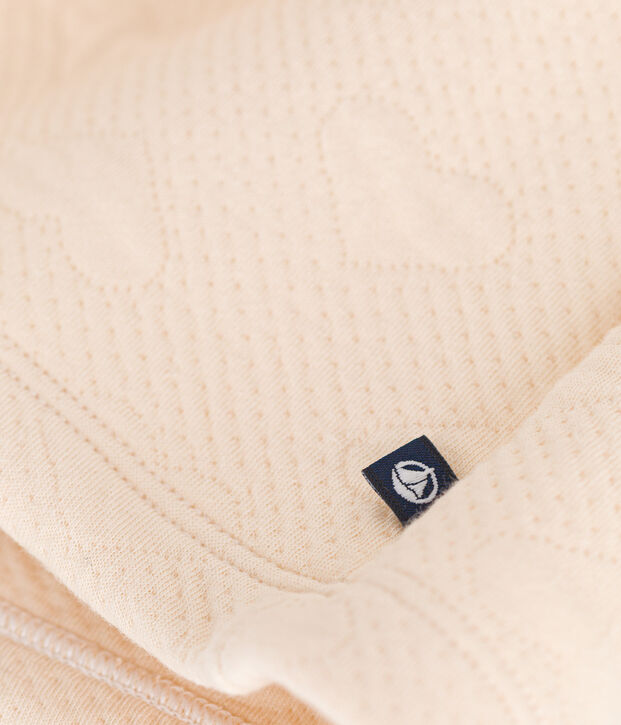 Lang&auml;rmeliges Kinder-Kleid aus zwei Stoffen f&uuml;r M&auml;dchen naturfarben