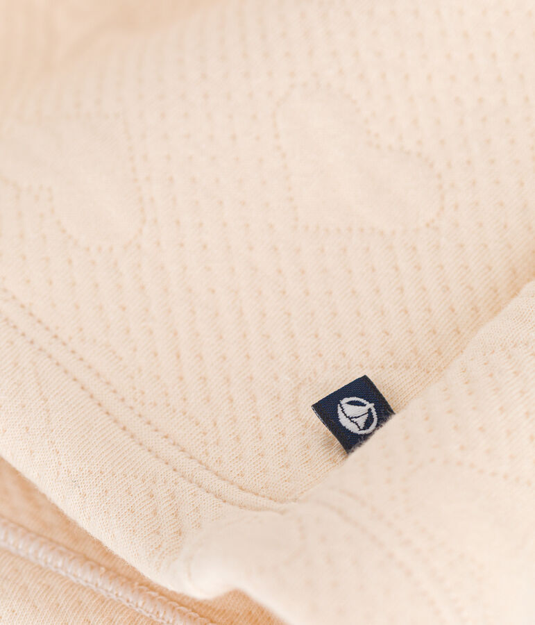 Lang&auml;rmeliges Kinder-Kleid aus zwei Stoffen f&uuml;r M&auml;dchen naturfarben