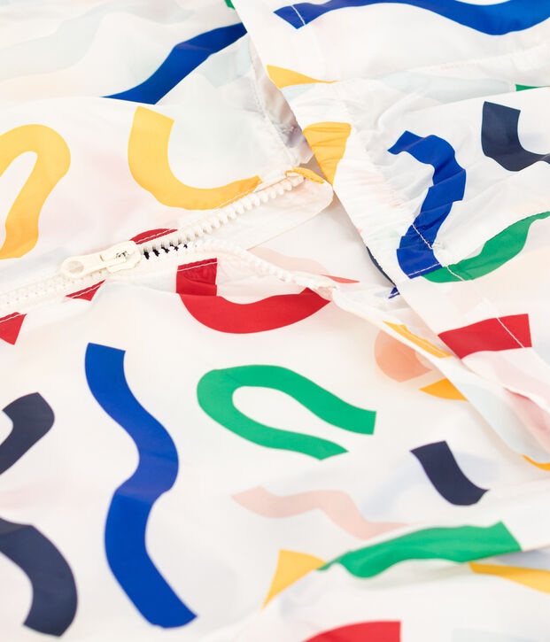 Ultraleichte Kinder-Windjacke weiss/vielfarbig