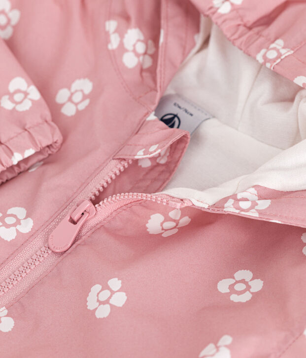 Baby-Windjacke mit Blumenmuster rosa/weiss