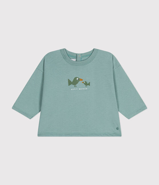 Langärmeliges Baby T-Shirt aus feinem Jersey grün PAUL