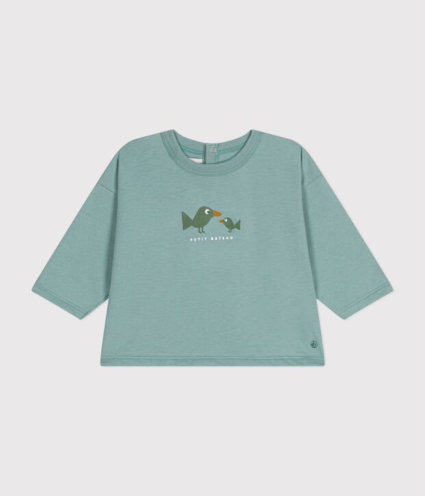 Lang&auml;rmeliges Baby T-Shirt aus feinem Jersey gr&uuml;n