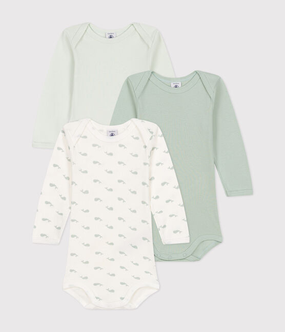 3er-Set langärmelige Bodys aus Baumwolle mit kleinen Walen für Babys variante 1