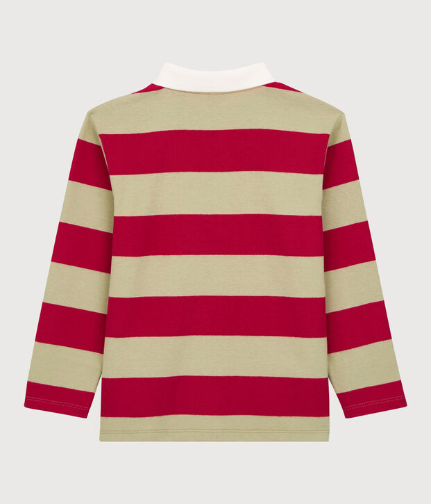 Lang&auml;rmeliges, gestreiftes Kinder-Poloshirt aus Baumwolle f&uuml;r Jungen rot/beige