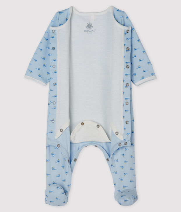 Baby-Bodyjama aus Doppeljersey blau/vielfarbig