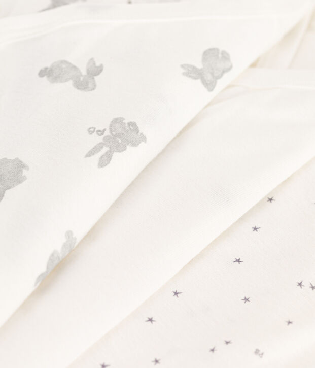 Kurz&auml;rmelige Wickelbodys aus Baumwolle mit H&auml;schenmotiv im 3er-Set vielfarbig