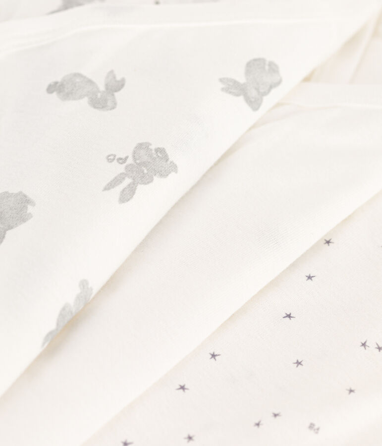 Kurz&auml;rmelige Wickelbodys aus Baumwolle mit H&auml;schenmotiv im 3er-Set vielfarbig