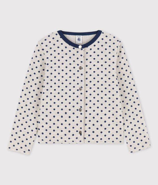 Kinder-Cardigan aus Molton für Mädchen grau BELUGA/blau MEDIEVAL