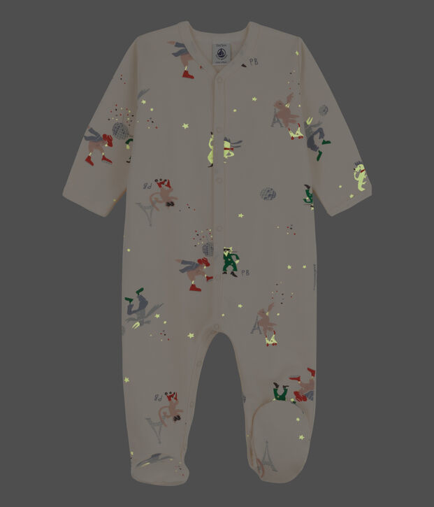 Baby-Strampler Paris aus Molton naturfarben/vielfarbig