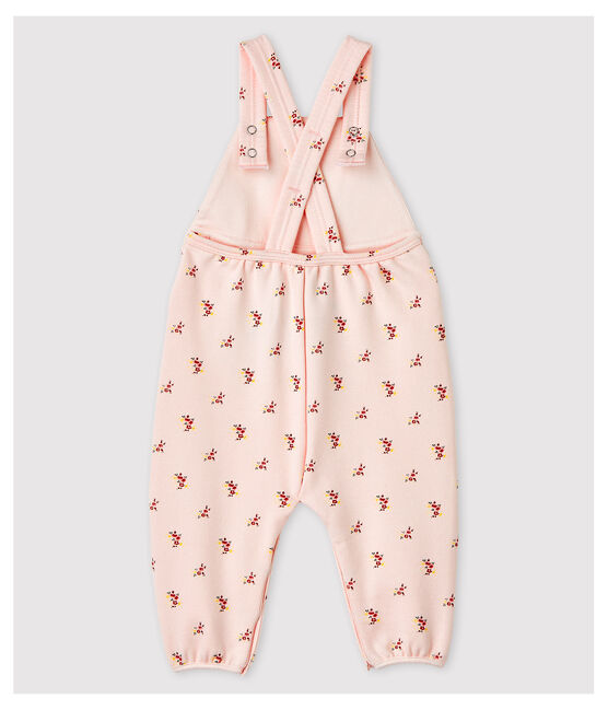 Bedruckte Baby-Latzhose aus Molton für Mädchen rosa FLEUR/weiss MULTICO