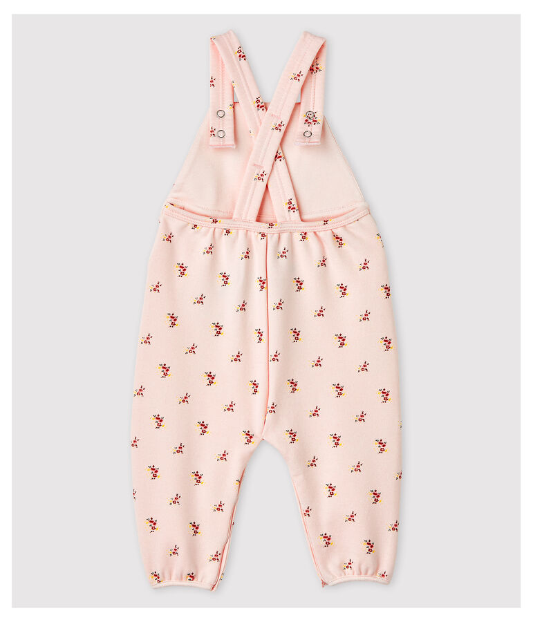 Bedruckte Baby-Latzhose aus Molton f&uuml;r M&auml;dchen rosa FLEUR/weiss MULTICO