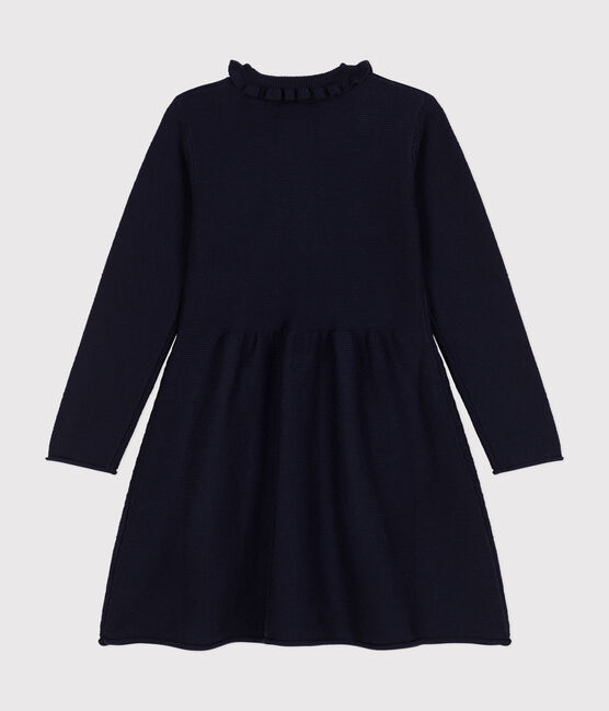 Langärmeliges Kinder-Strickkleid für Mädchen blau SMOKING