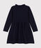 Langärmeliges Kinder-Strickkleid für Mädchen blau SMOKING