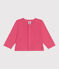 Baby-Cardigan aus einfarbiger Baumwolle rosa PEONIA