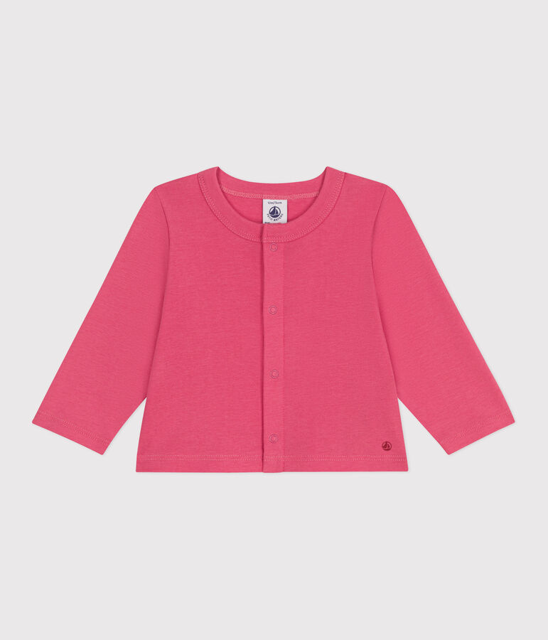 Baby-Cardigan aus einfarbiger Baumwolle rosa