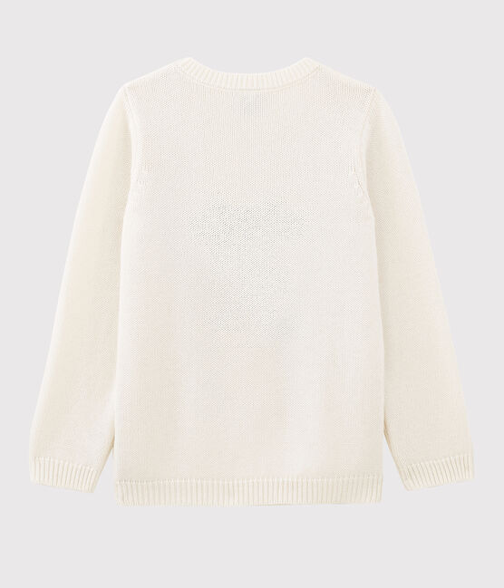 Langärmliger Strick-Pullover aus Wolle und Baumwolle weiss MARSHMALLOW/ MULTICO CN