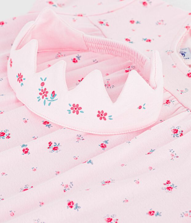 Kinder-Nachthemd zum Verkleiden mit Diadem aus Baumwolle rosa/vielfarbig