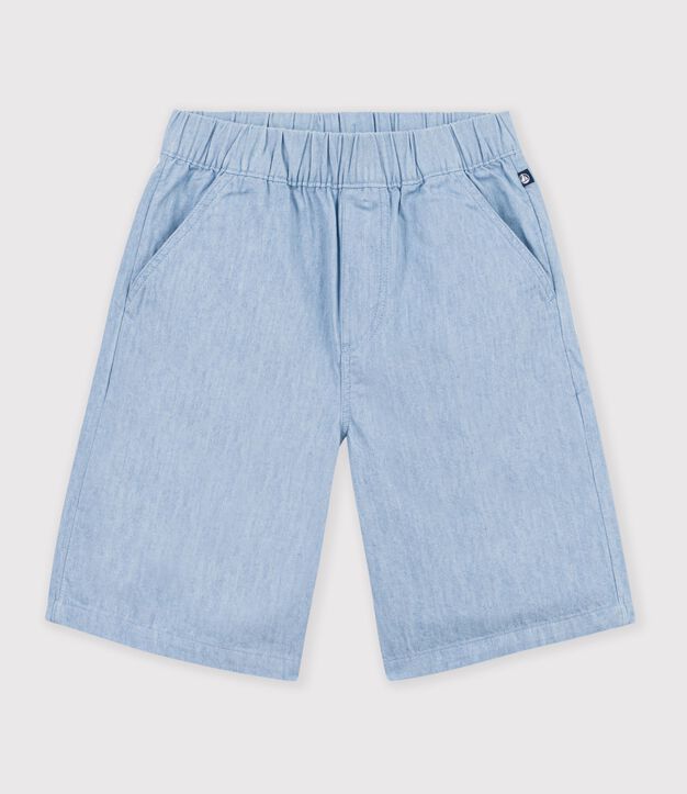 Kinder-Bermudashorts aus einfarbiger Baumwolle blau