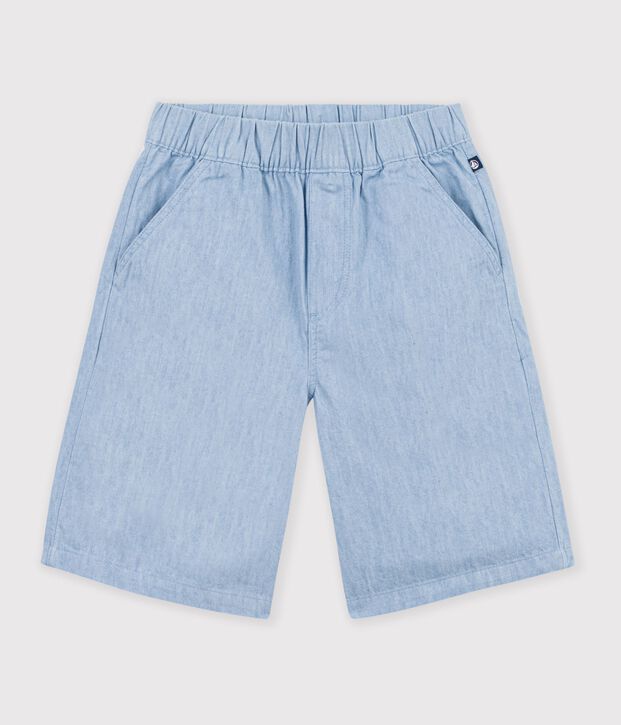 Kinder-Bermudashorts aus einfarbiger Baumwolle blau