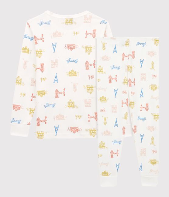 Kinderpyjama Paris aus Baumwolle weiss MARSHMALLOW/weiss MULTICO