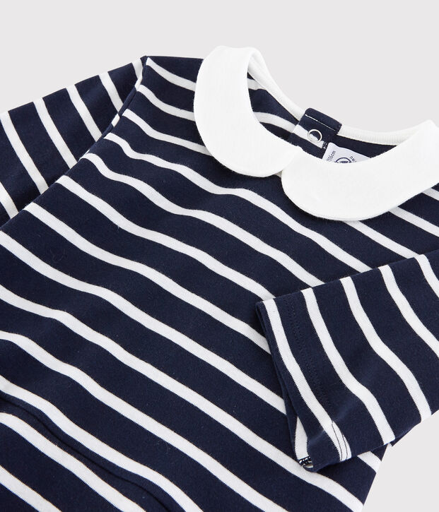 Kurz&auml;rmeliges Kinder-Kleid aus Baumwolle f&uuml;r M&auml;dchen blau/weiss