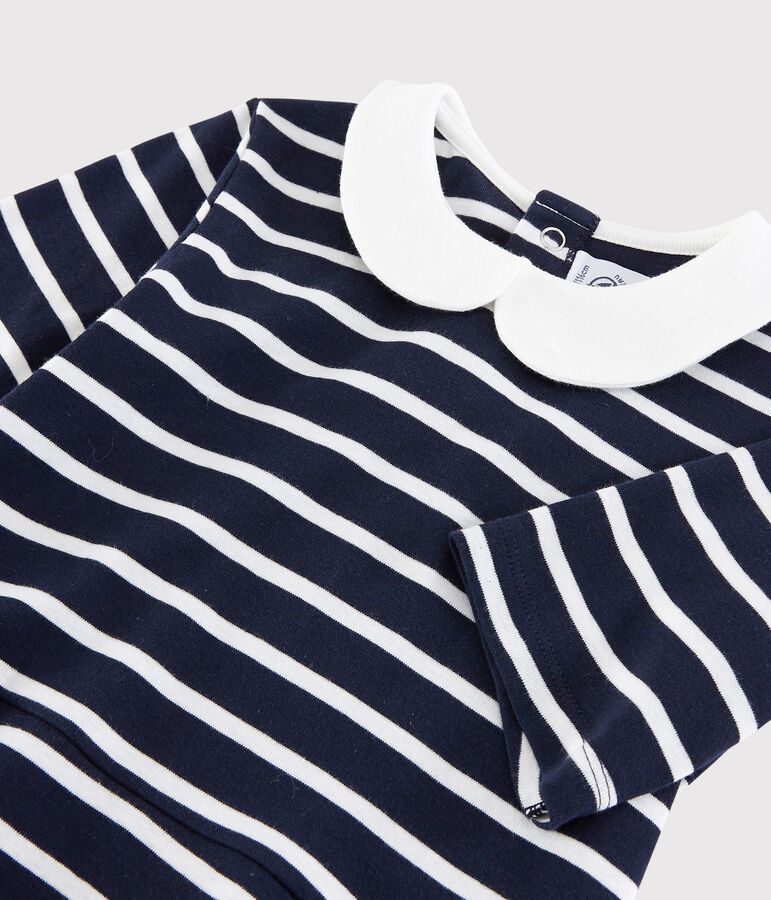 Kurz&auml;rmeliges Kinder-Kleid aus Baumwolle f&uuml;r M&auml;dchen blau/weiss