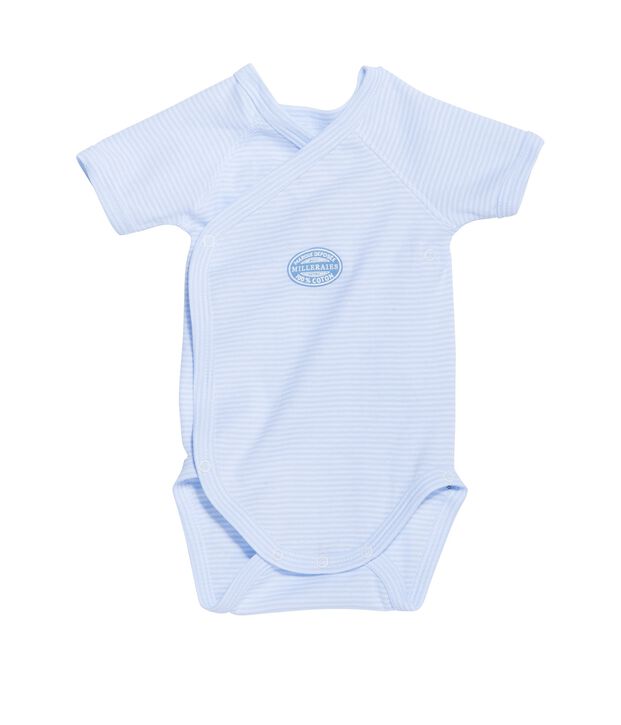 Wickelbody f&uuml;r Jungen, Kurzarm, geringelt blau/weiss
