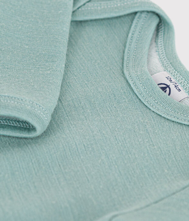 Lang&auml;rmeliger Baby-Body aus Wolle und Baumwolle gr&uuml;n