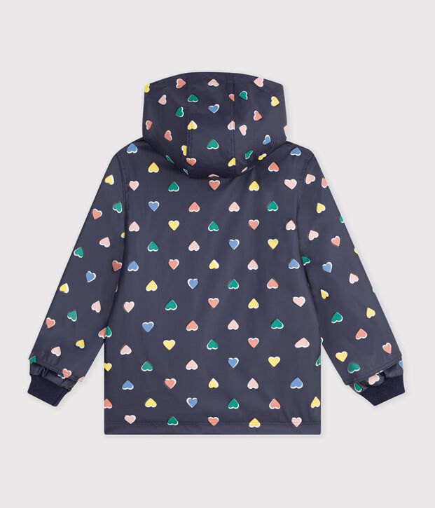 Kinder-Regenjacke mit Herzmotiv blau/vielfarbig