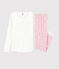 Pyjama aus Baumwolle für Mädchen/Damen weiss MARSHMALLOW/rosa MINOIS