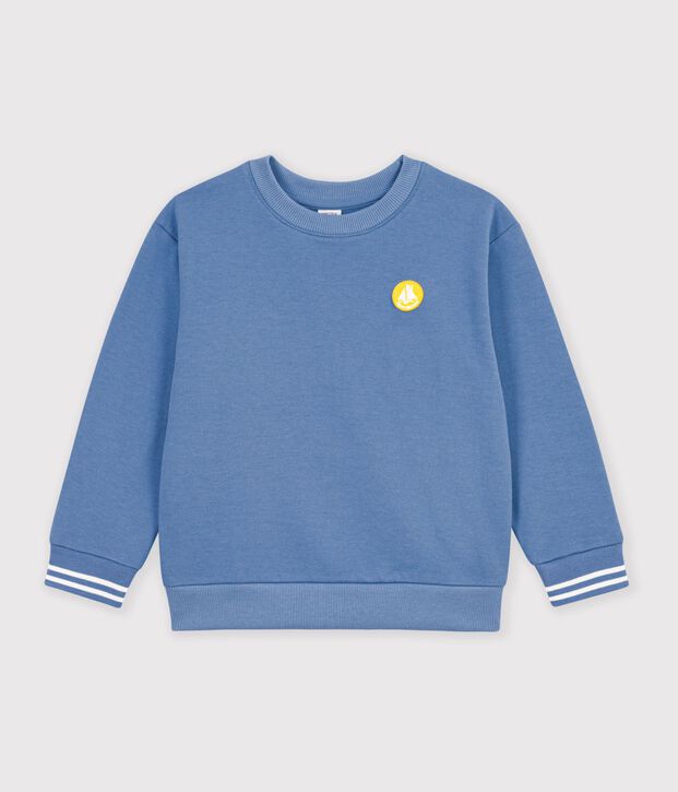 Kinder-Sweatshirt aus einfarbiger Baumwolle blau