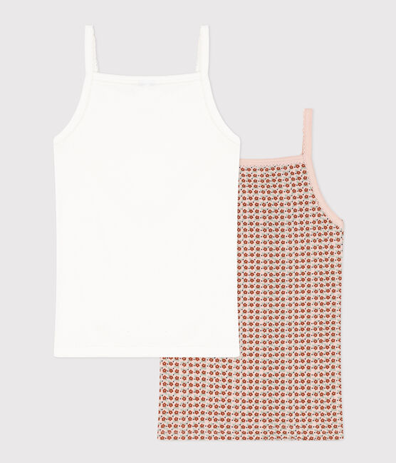 2er-Set Spaghetti-Tops aus Baumwolle mit Blumenmotiv für Mädchen variante 1