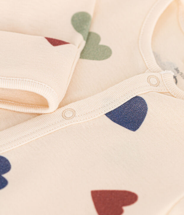 Baby-Kombi-Overall aus Baumwolle mit Herzmotiv naturfarben/vielfarbig