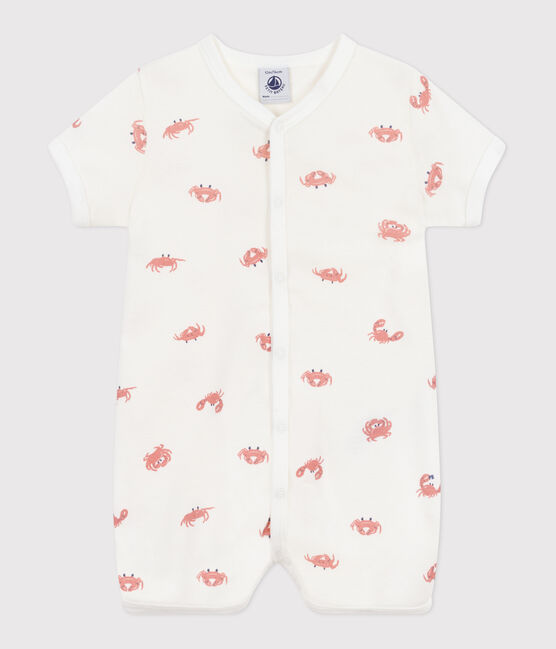 Baby-Kurzoverall aus Baumwolle mit Krebs-Motiv weiss MARSHMALLOW/weiss MULTICO