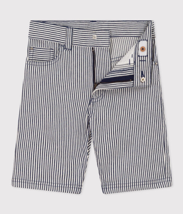 Kinder-Bermudashorts aus Baumwollcanvas f&uuml;r Jungen blau/weiss