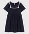 Kurzärmeliges Kinder-Kleid aus einfarbiger Baumwolle  blau SMOKING
