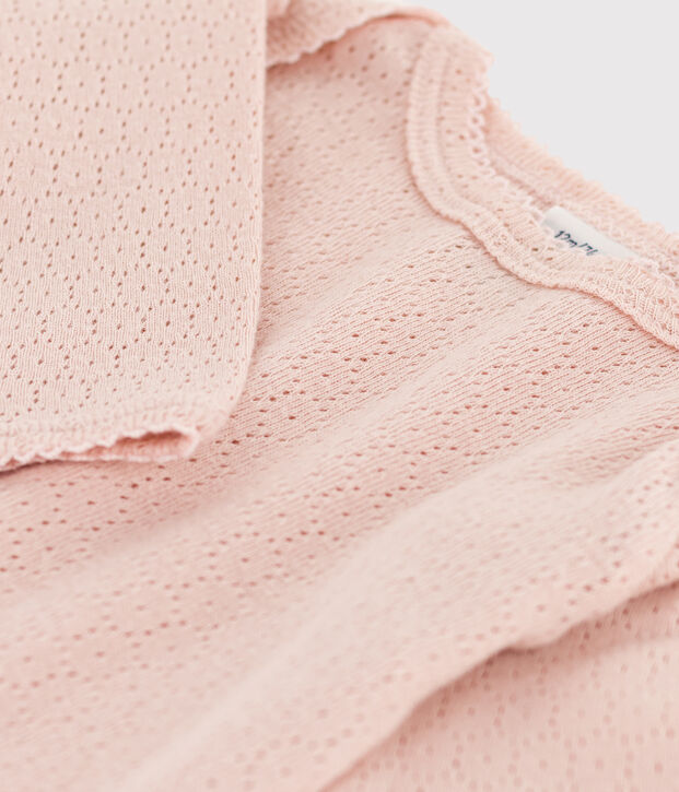 Lang&auml;rmeliger Baby-Body aus Ajour-Strick rosa