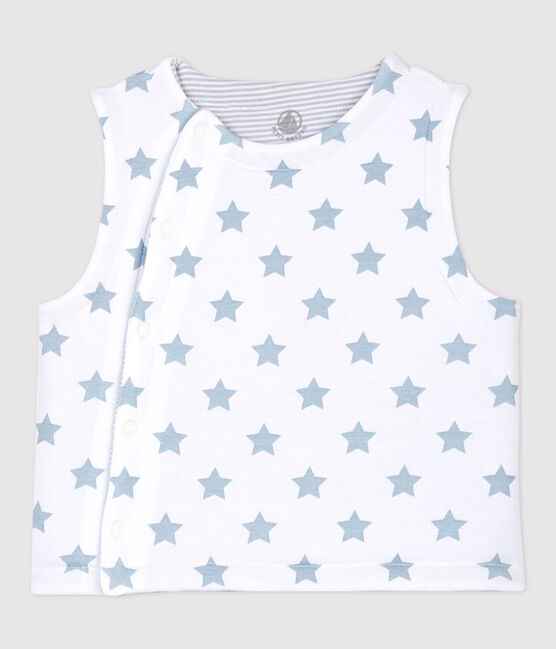 Ärmellose, wendbare Baby-Jacke aus wattierter Baumwolle weiss ECUME/grau MISTIGRI