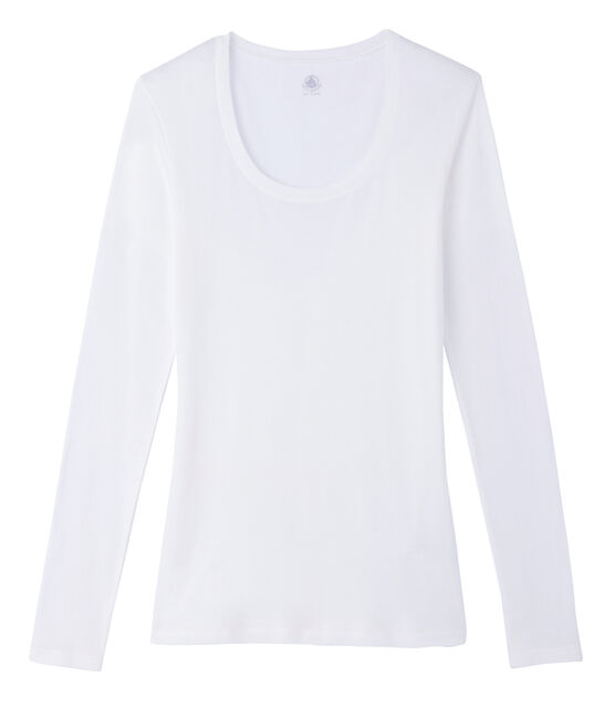 Leichtes langärmeliges baumwoll-t-shirt damen weiss MARSHMALLOW