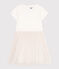 Kurzärmeliges Kinder-Kleid aus Baumwolle und Tüll weiss MARSHMALLOW/rosa COPPER