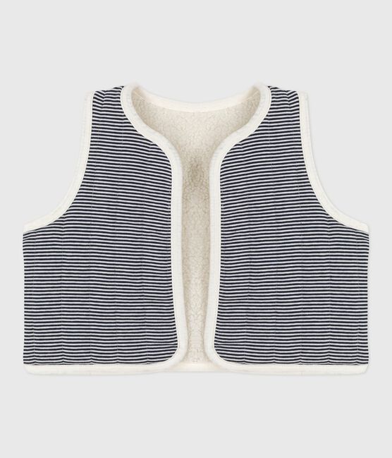 Ärmellose Babyweste aus Milleraies-Baumwolle und Sherpa MILK/ MULTICO